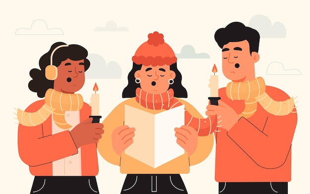 Chœur De Personnes Chantant Des Chants De Noël