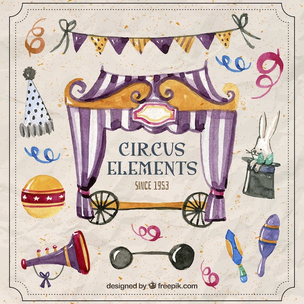 Les Choses De Cirque Vintage D'aquarelle