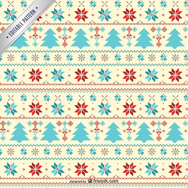 Vecteur gratuit christmas pattern de style de point de croix