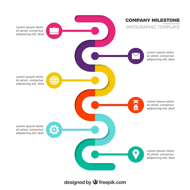 Vecteur gratuit chronologie de l'entreprise coloré avec un design plat