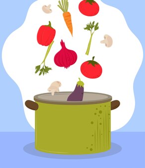 Chute de légumes sur pot