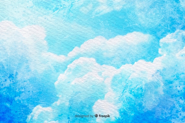 Ciel Bleu Avec Des Nuages D'aquarelle