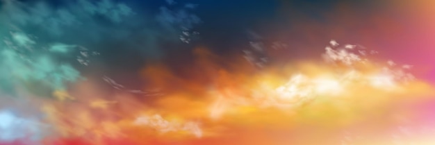 Vecteur gratuit ciel coucher de soleil avec vecteur de texture nuage réaliste