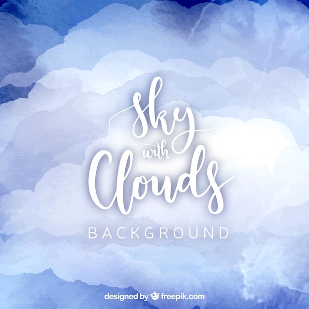 Vecteur gratuit ciel avec fond aquarelle de nuages