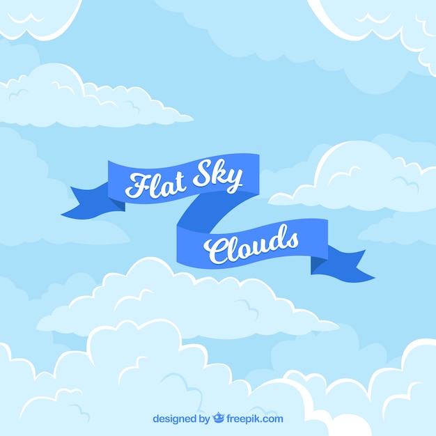 Vecteur gratuit ciel avec fond de nuages ​​au design plat