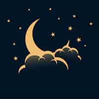 Vecteur gratuit ciel nocturne avec fond d'étoiles et de nuages de lune