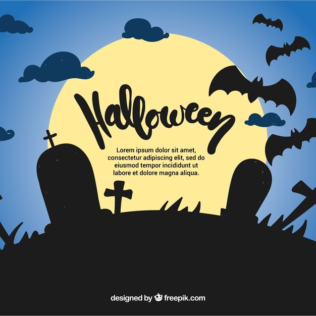 Cimetière tranquille de nuit pour Halloween