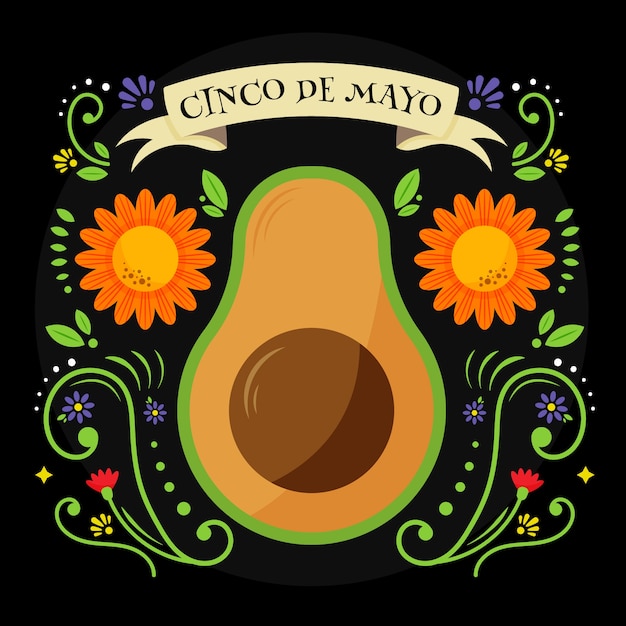 Cinco De Mayo à L'avocat Et Aux Fleurs