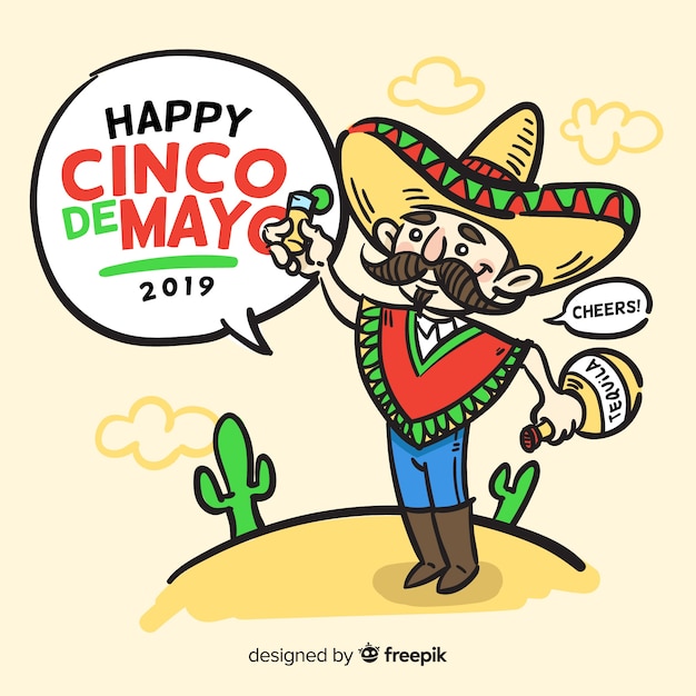 Cinco De Mayo Fond Dessiné à La Main