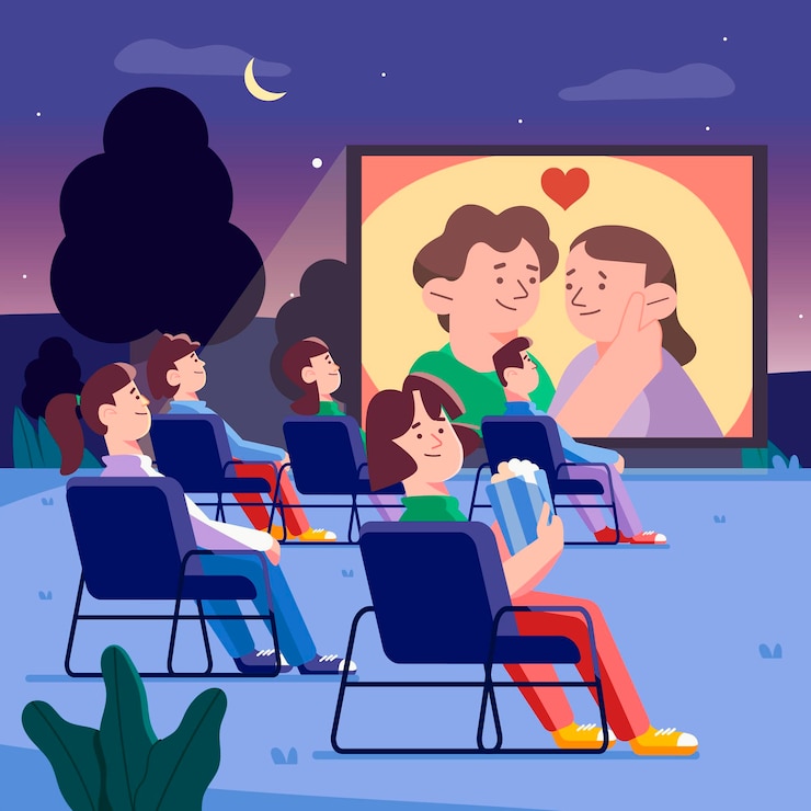 Vecteur gratuit cinéma en plein air