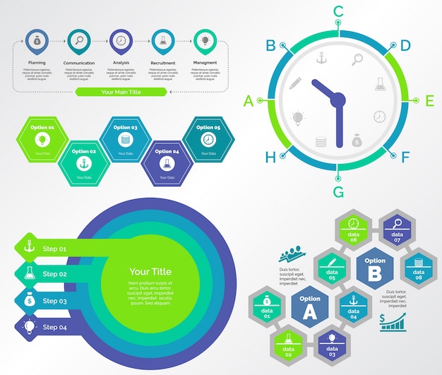 Cinq Ensembles De Modèles De Graphiques D'équipe