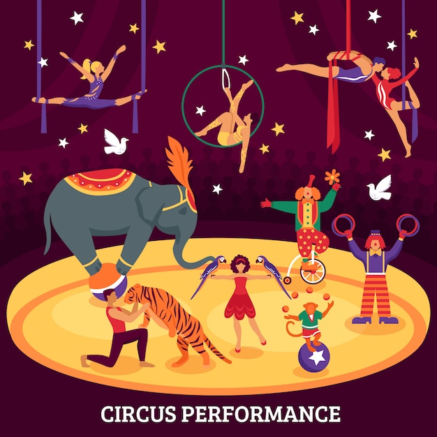 Vecteur gratuit circus performance flat composition