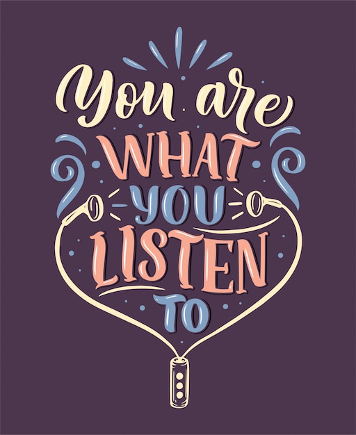 Citation Inspirante Sur La Musique Illustration Vintage Dessinee A La Main Avec Lettrage Vecteur Premium