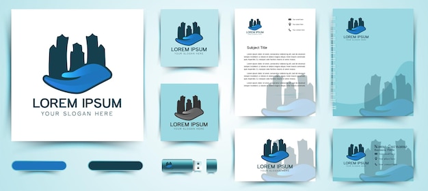 Vecteur gratuit city building care logo et business branding template designs inspiration isolé sur fond blanc