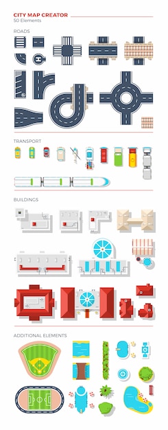 Vecteur gratuit city map creator vue de dessus