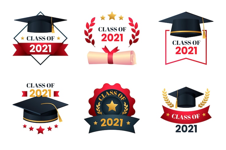 Vecteur gratuit classe de dégradé de la collection de badges 2021