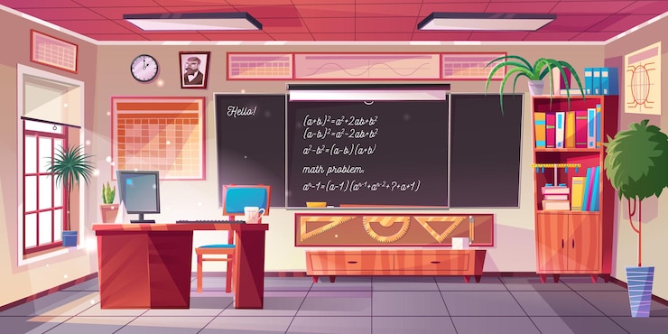 Vecteur gratuit classe de mathématiques classe intérieure vide