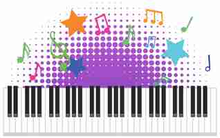 Vecteur gratuit clavier de piano avec symboles musicaux