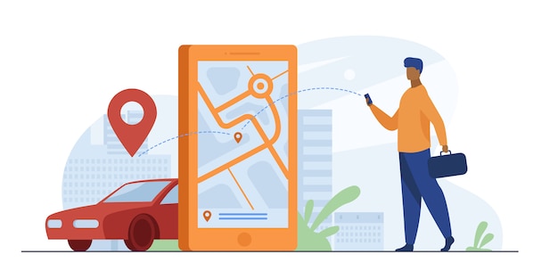 Client Utilisant Une Application En Ligne Pour Commander Un Taxi Ou Louer Une Voiture