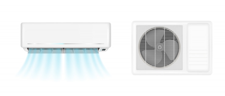 Vecteur gratuit climatiseur avec vent froid