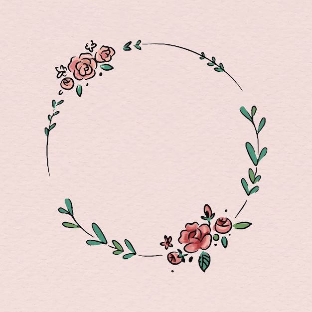 Clipart cadre cercle rose, vecteur d'illustration doodle