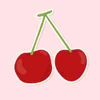 Vecteur gratuit clipart de dessin animé d'autocollant de fruit de cerise pastel de vecteur