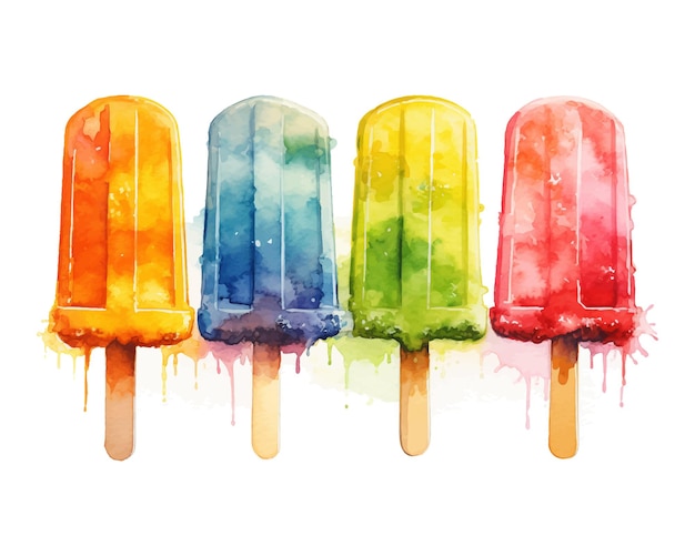 Vecteur gratuit clipart de popsicles aquarelle aquarelle dessinés à la main