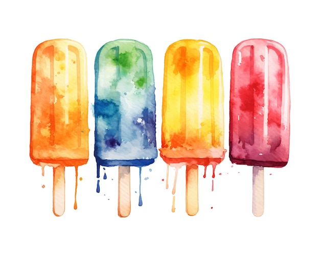 Vecteur gratuit clipart de popsicles aquarelle aquarelle dessinés à la main