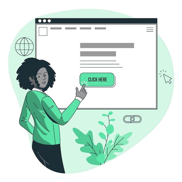 Vecteur gratuit cliquez ici illustration du concept