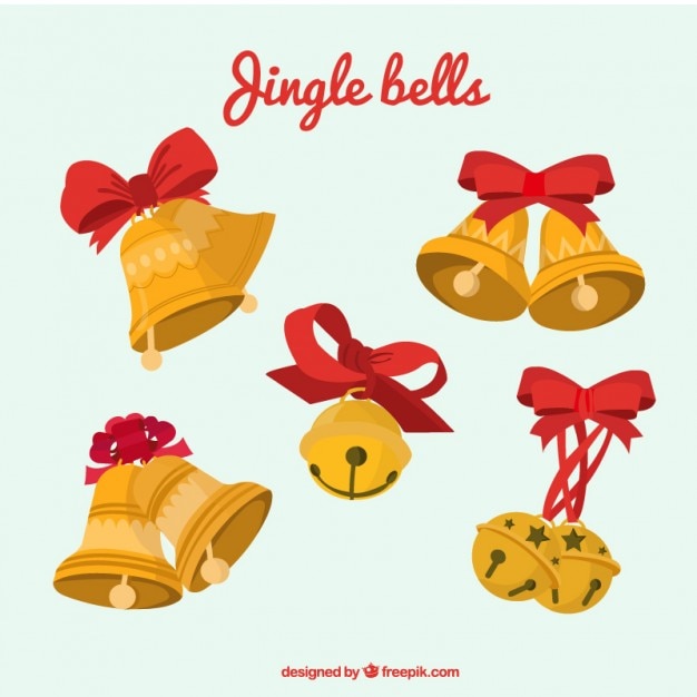 Vecteur gratuit cloches de noël golden pack