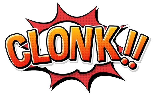 Clonk bulle de bande dessinée rétro et effet dans un style pop art