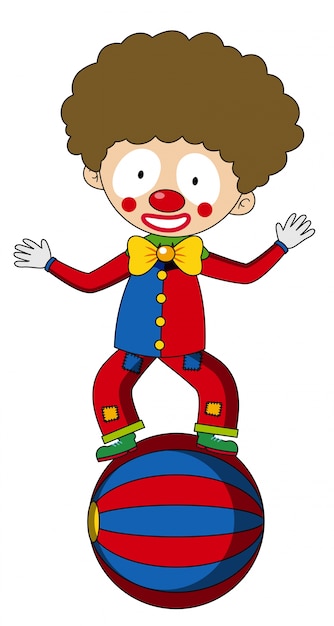 Clown Joyeux En équilibre Sur Une Grosse Boule