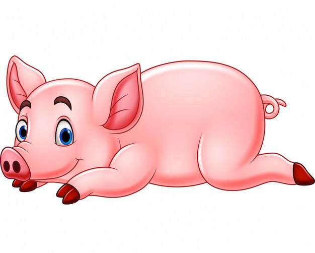 Cochon Drole De Bande Dessinee Vecteur Premium