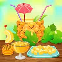 Vecteur gratuit cocktail de l'illustration d'ananas