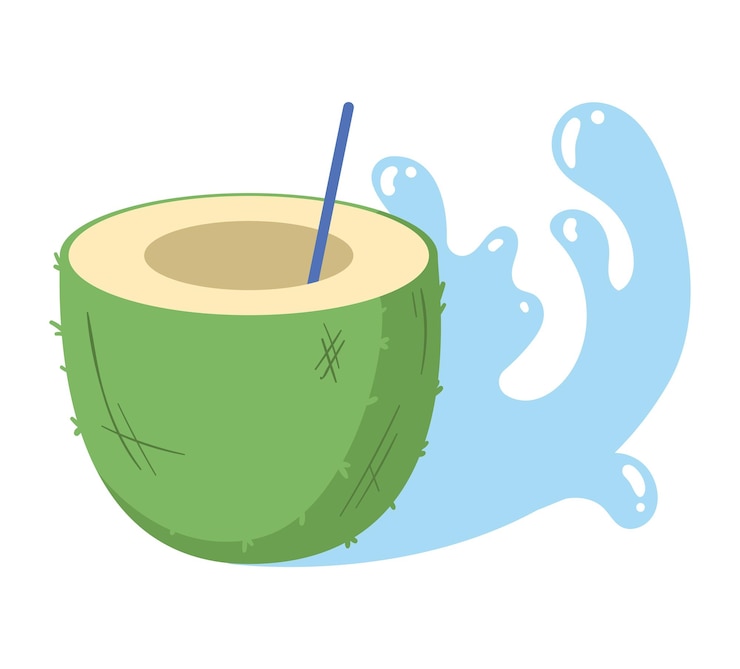 Vecteur gratuit cocktail de noix de coco fraîche avec du liquide