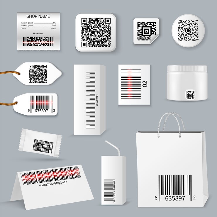 Vecteur gratuit code à barres qr utilisant le jeu d'icônes de numérisation