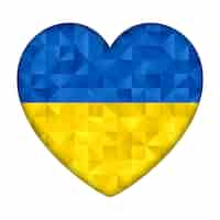 Vecteur gratuit coeur abstrait avec conception de drapeau ukraine low poly