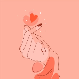 Coeur de doigt dessiné à la main