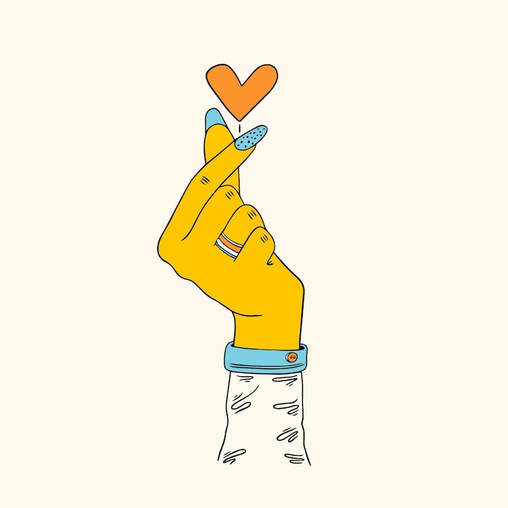 Vecteur gratuit coeur de doigt dessiné à la main
