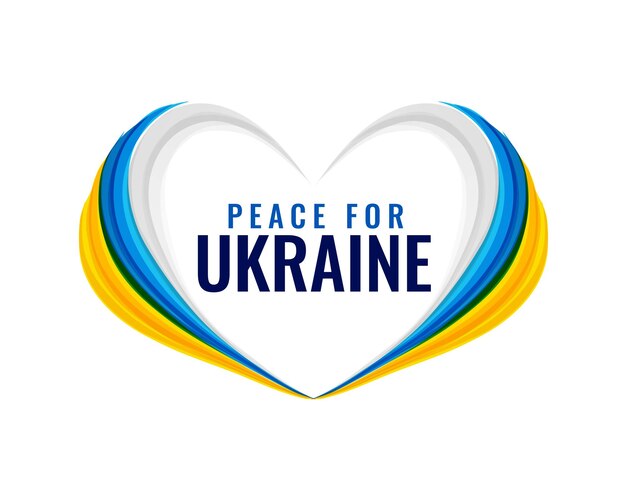 Coeur de drapeau ukrainien avec message de paix pour l'ukraine