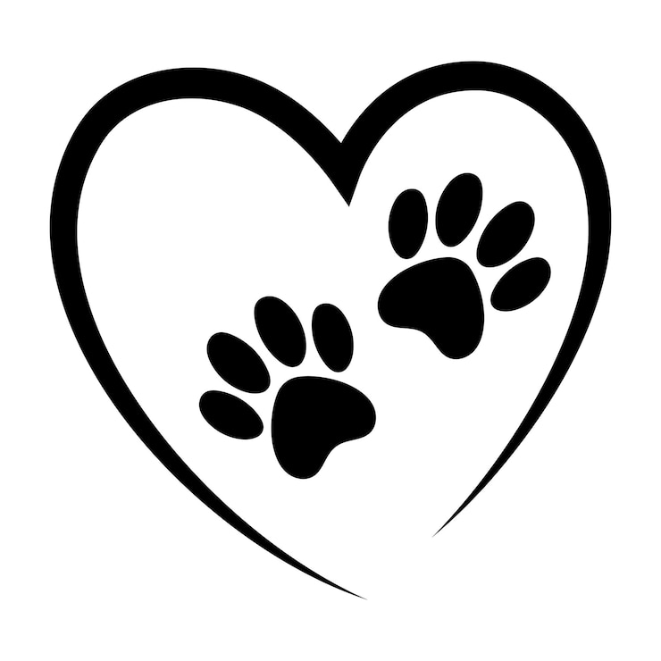 Vecteur gratuit coeur avec empreintes de pattes