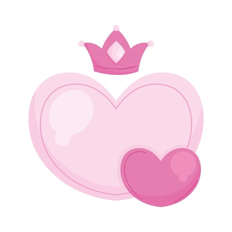 Vecteur gratuit cœur rose avec couronne