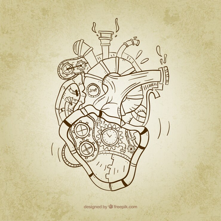 Vecteur gratuit coeur steampunk sketchy