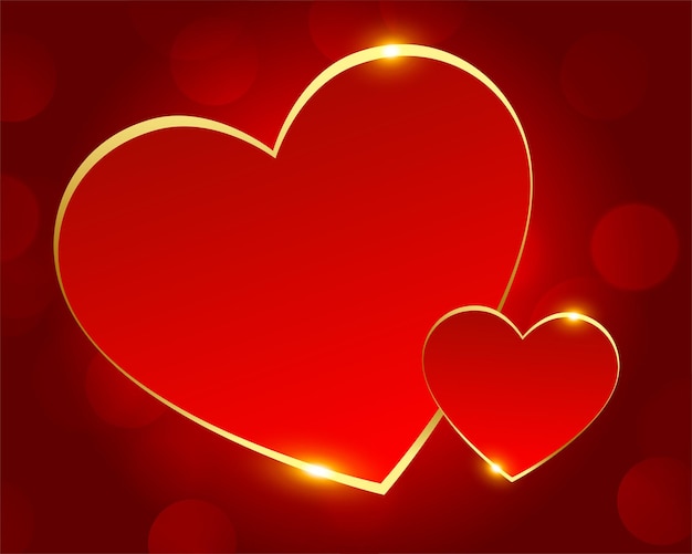 Vecteur gratuit coeurs d'amour romantiques rouges et dorés