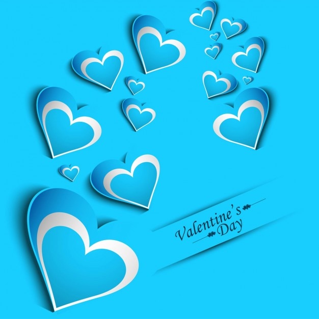 Vecteur gratuit coeurs bleus sur fond bleu la carte de l'amour