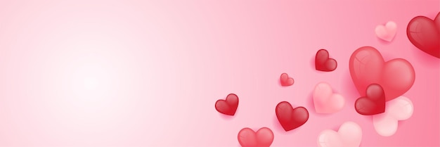 Coeurs rouges, roses et blancs avec des confettis dorés isolés sur fond de nuages. illustration vectorielle. décorations en papier découpé pour la conception de la saint-valentin