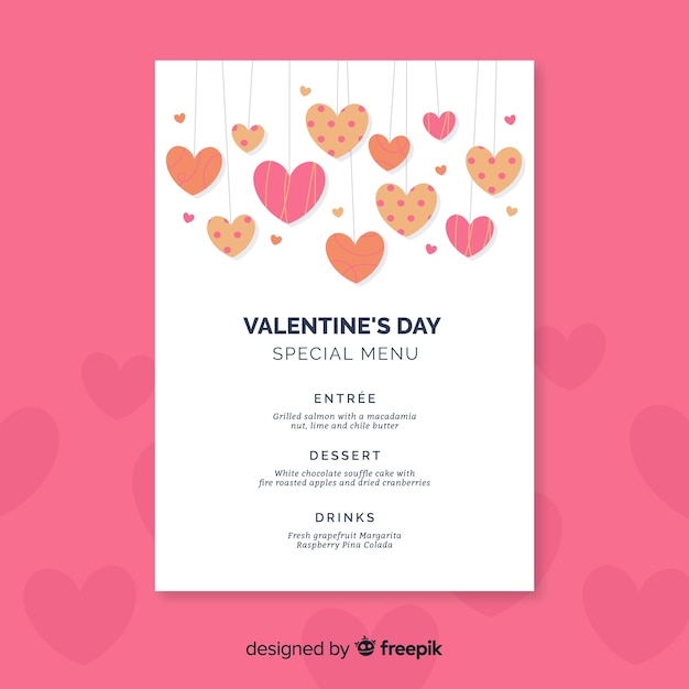 Coeurs Suspendus Valentine Menu