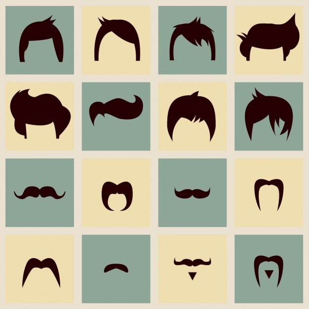 Vecteur gratuit coiffures et moustaches collection