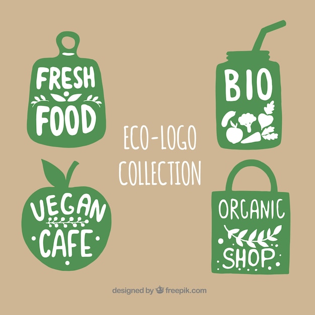 Vecteur gratuit colleciton de l'étiquette des aliments biologiques