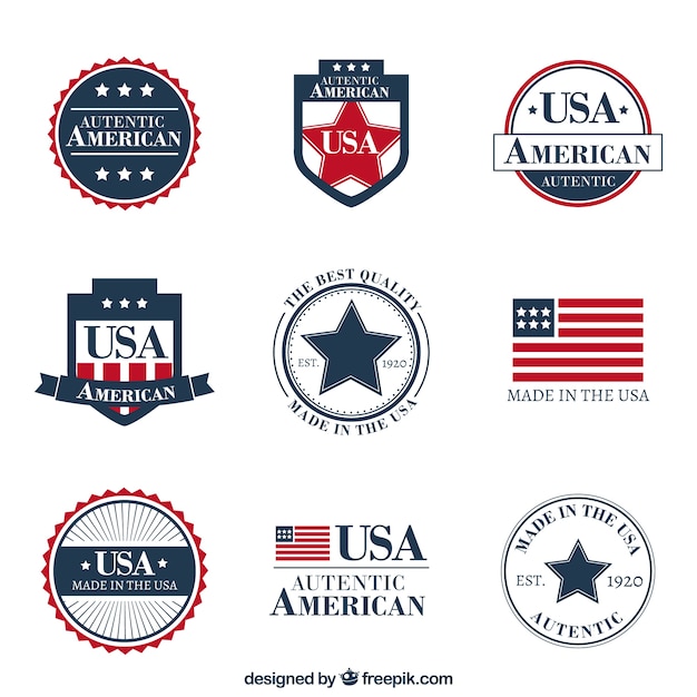 Vecteur gratuit la collecte des badges américains